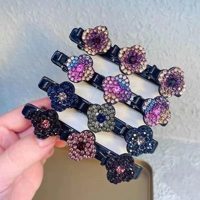 sparkling crystal stone braided hair clips0jgrm