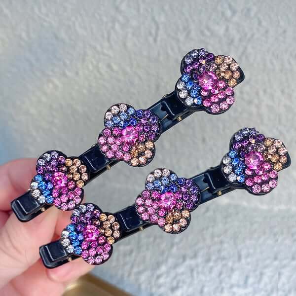 sparkling crystal stone braided hair clips4tuij